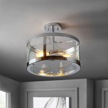Herndon 15" Iron/Glass Modern LED Flush Mount - JONATHAN Y